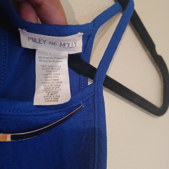 Miley and Molly Blue Sleeveless Peplum Top Size Large - Picture 6 of 9